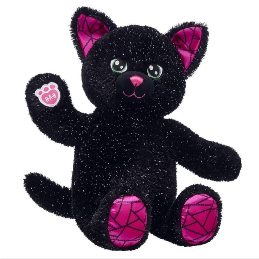 Halloween Build-A-Bear 2018 Night Magic Kitty 16” Plush Toy Sparkle Black & Pink